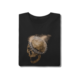 Nome do produto Camiseta Caveira Serra Elétrica - Dark Horror Industrial Preta