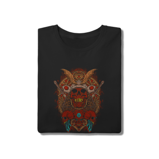 Nome do produto Camiseta Caveira Samurai Oni - Estilo Dark Oriental e Bushido