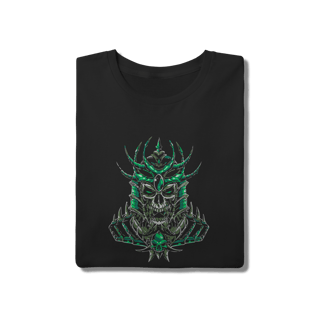 Nome do produto Camiseta Caveira Knight Armor - Estilo Gamer Verde Esmeralda