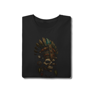 Nome do produto Camiseta Caveira Guerreiro Ancestral - Arte Pré-Colombiana e Étnica
