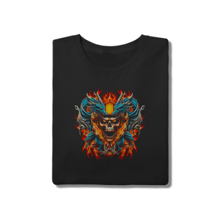 Nome do produto Camiseta Caveira Heavy Metal Dragões e Tigre de Fogo - Estampa Épica
