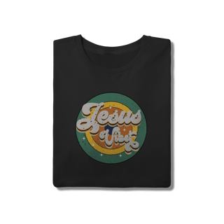 Nome do produto Camiseta Jesus Vibe Vintage - Estilo Anos 70 - Preta Algodão