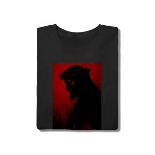 Nome do produto Camiseta Jesus Coroa de Espinhos Vermelha - Algodão Premium Preta
