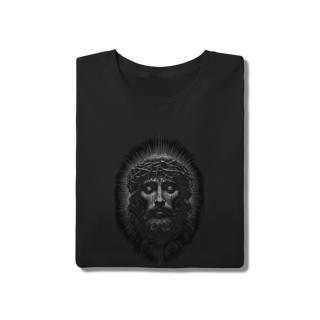 Nome do produto Camiseta Rosto de Jesus Minimalista - Modelagem Tradicional Preta