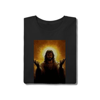 Nome do produto Camiseta Cristã Jesus Luz do Mundo - 100% Algodão Premium Preta