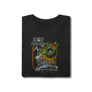 Nome do produto Camiseta Ghostbusters – Estampa Geleia (Slimer) e Ecto-1 Retrô