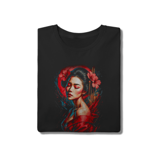 Nome do produto Camiseta Minimalist Geisha - Hibiscus Red & Blue 