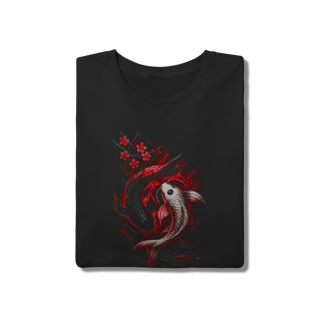 Nome do produto Camiseta Dual Koi - Yin Yang Balance & Cherry Blossom 