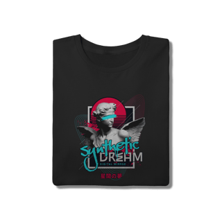 Nome do produto Camiseta Preta Algodão Synthetic Dream - Estilo Vaporwave Aesthetic