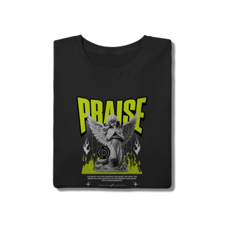 Nome do produto Camiseta Preta Praise Angel - Algodão Streetwear Neon