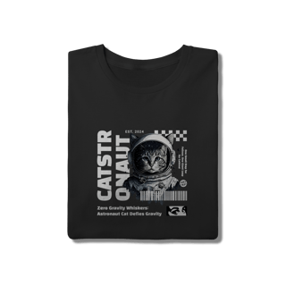 Nome do produto Camiseta Preta Catstronaut - Algodão Streetwear Gato Astronauta