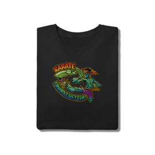 Nome do produto Camiseta Preta Karate Frankenstein - Algodão Estilo Geek Streetwear
