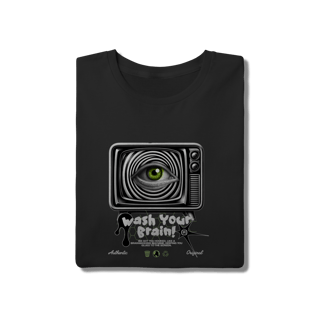 Nome do produto Camiseta Streetwear Preta Algodão Wash Your Brain TV Retrô Minimalista