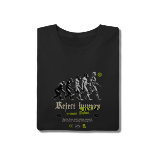 Nome do produto Camiseta Preta Algodão Evolução Humana Reject Human Become Robot