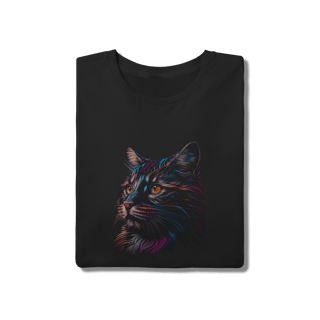 Nome do produto Camiseta Gato Estampa Colorida Neon Art Algodão Unissex