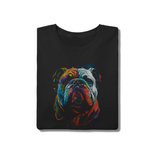 Nome do produto Camiseta Bulldog Inglês Pop Art Colorida Algodão Gola Redonda