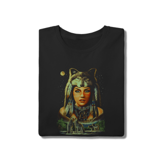 Nome do produto Camiseta Índia Xamã com Lobo Estampa Mística Algodão Premium