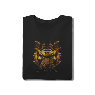 Nome do produto Camiseta Tigre em Chamas - Estampa Artística Neon