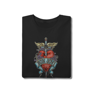 Nome do produto Camiseta Bon Jovi Rock Band Preta 100% Algodão 