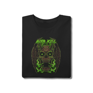 Nome do produto Camiseta Overkill Thrash Metal Caveira Verde Preta Algodão