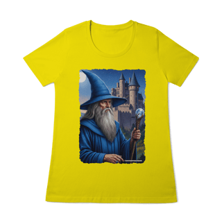 Nome do produto Camiseta Baby Long - Mago azul segurando cajado