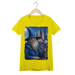 Nome do produto Camiseta Baby Long - Mago azul segurando cajado