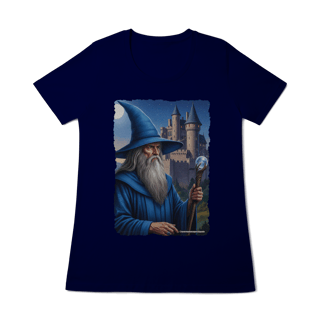 Nome do produto Camiseta Baby Long - Mago azul segurando cajado