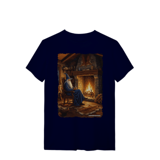 Nome do produto Camiseta Unissex - Mago azul na lareira
