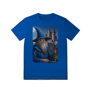 Nome do produto Camiseta Unissex - Mago azul segurando cajado