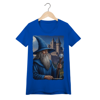 Nome do produto Camiseta Baby Long - Mago azul segurando cajado
