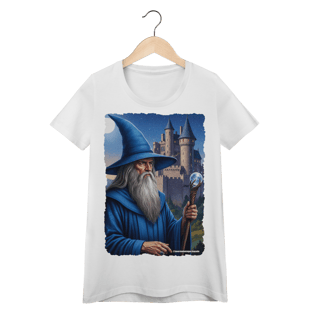 Nome do produto Camiseta Baby Long - Mago azul segurando cajado