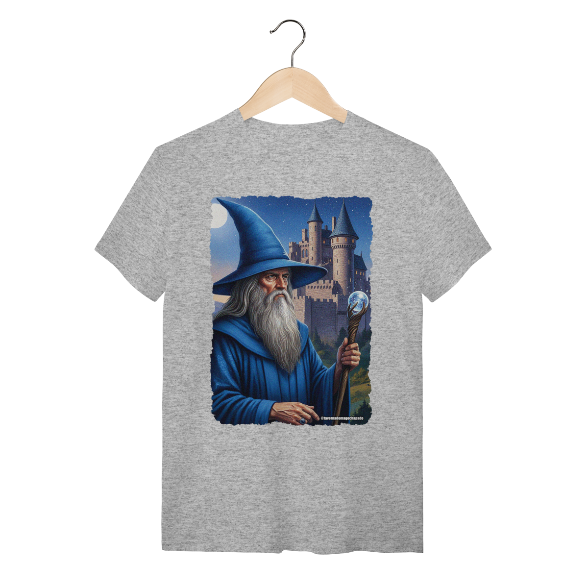 Nome do produto: Camiseta Unissex - Mago azul segurando cajado