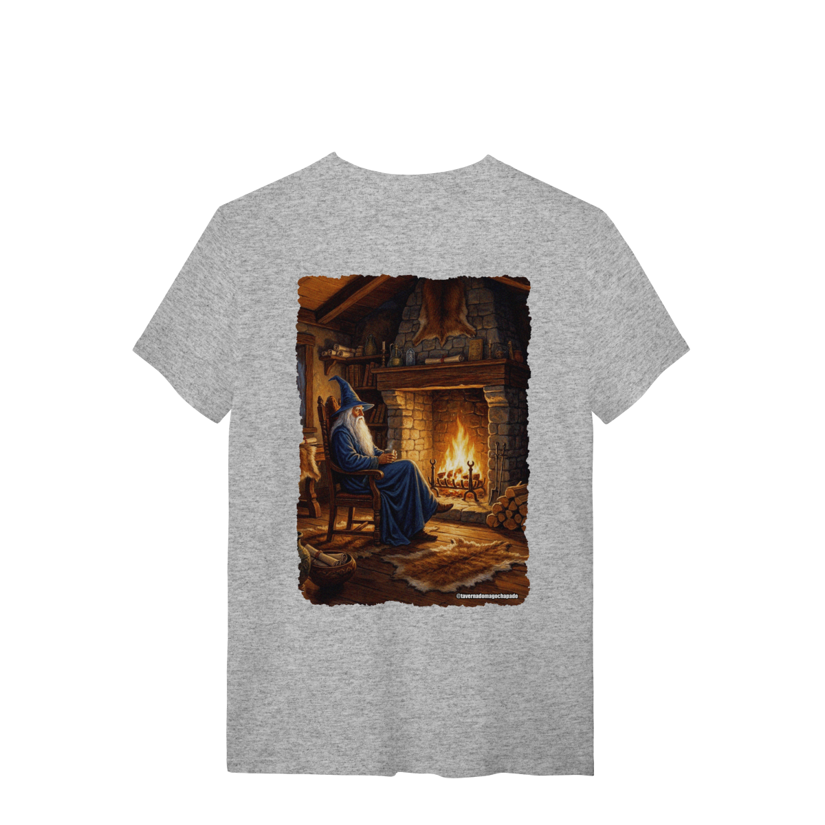 Nome do produto: Camiseta Unissex - Mago azul na lareira