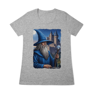 Nome do produto Camiseta Baby Long - Mago azul segurando cajado