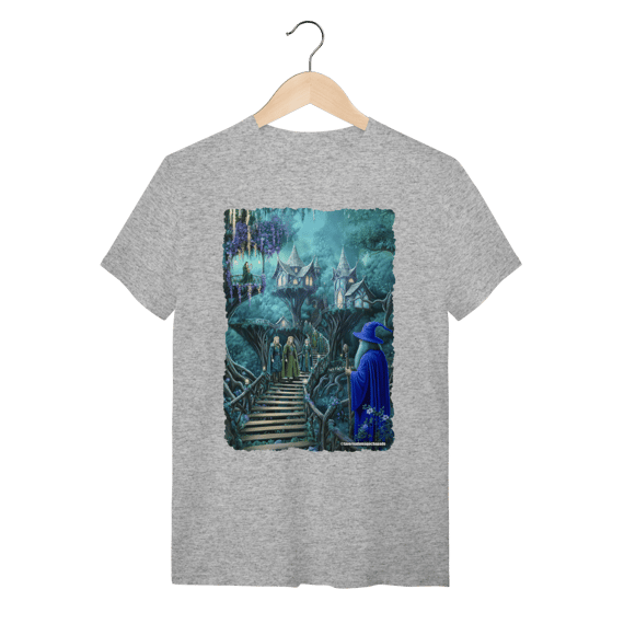 Camiseta Unissex - Mago visitando os elfos da floresta