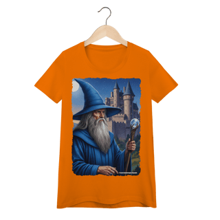 Nome do produto Camiseta Baby Long - Mago azul segurando cajado