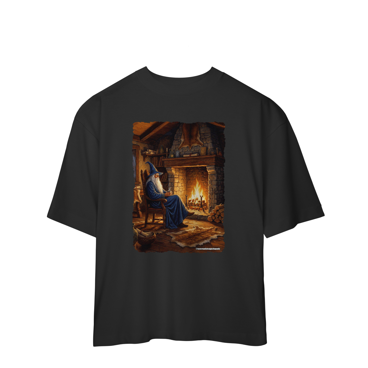 Nome do produto: Camiseta Oversized - Mago azul na lareira
