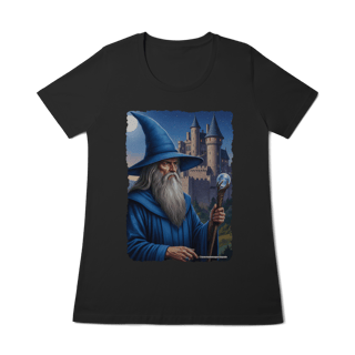 Nome do produto Camiseta Baby Long - Mago azul segurando cajado