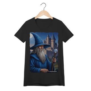 Nome do produto Camiseta Baby Long - Mago azul segurando cajado