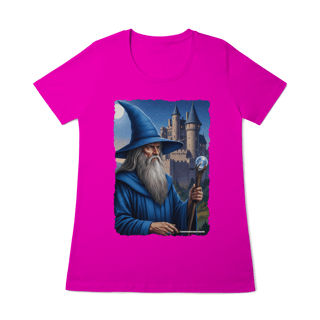 Nome do produto Camiseta Baby Long - Mago azul segurando cajado