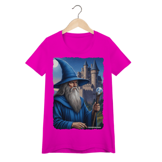 Nome do produto Camiseta Baby Long - Mago azul segurando cajado