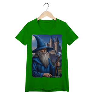 Nome do produto Camiseta Baby Long - Mago azul segurando cajado