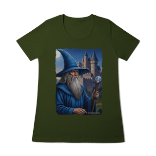 Nome do produto Camiseta Baby Long - Mago azul segurando cajado