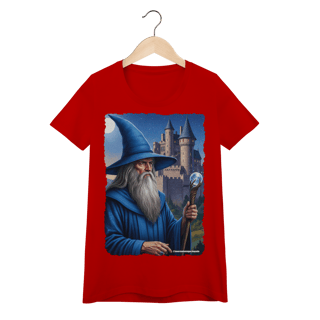 Nome do produto Camiseta Baby Long - Mago azul segurando cajado