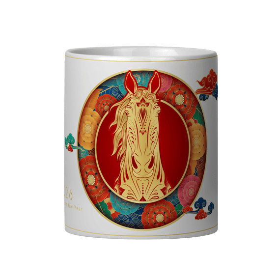 Caneca - Ano Novo Chinês 2026 – Cavalo Floral