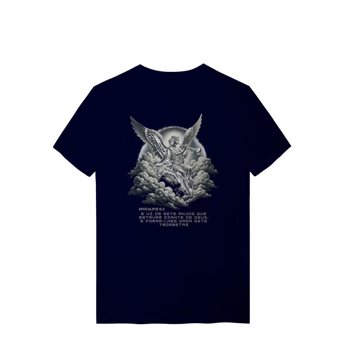 Camiseta Quality-estamapa nas costas Apocalipse8:2