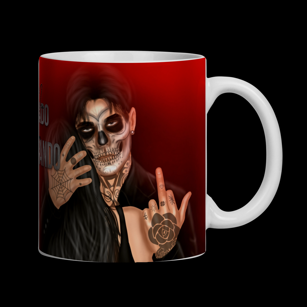 Nome do produto: CANECA ILUSTRADA - KALAN E ARABELLA