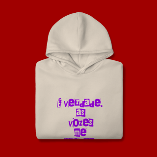 Nome do produto Moletom Canguru – “É verdade, as vozes me disseram” | “Vozes do Zane” (costas