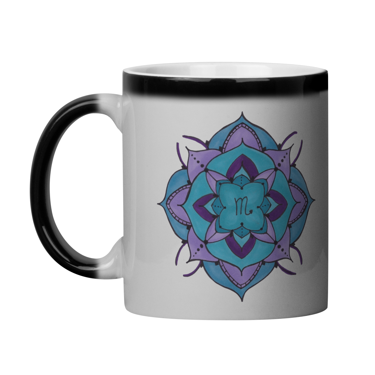 Nome do produto: Caneca Mágica Mandala Signo de Escorpião - \