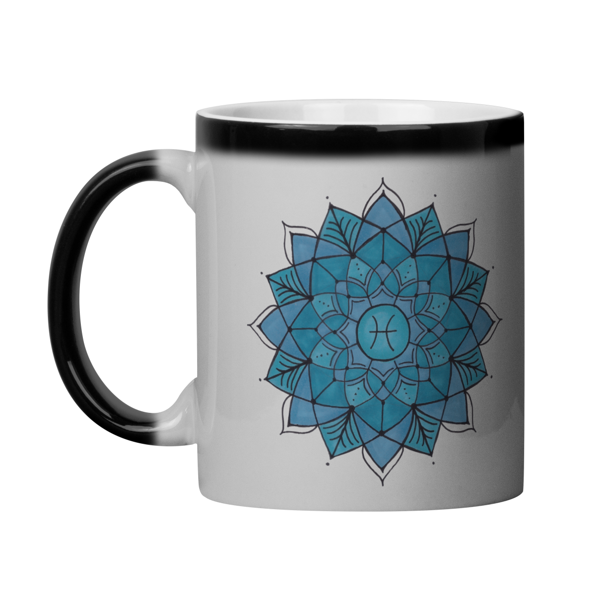 Nome do produto: Caneca Mágica Mandala Signo de Peixes - \